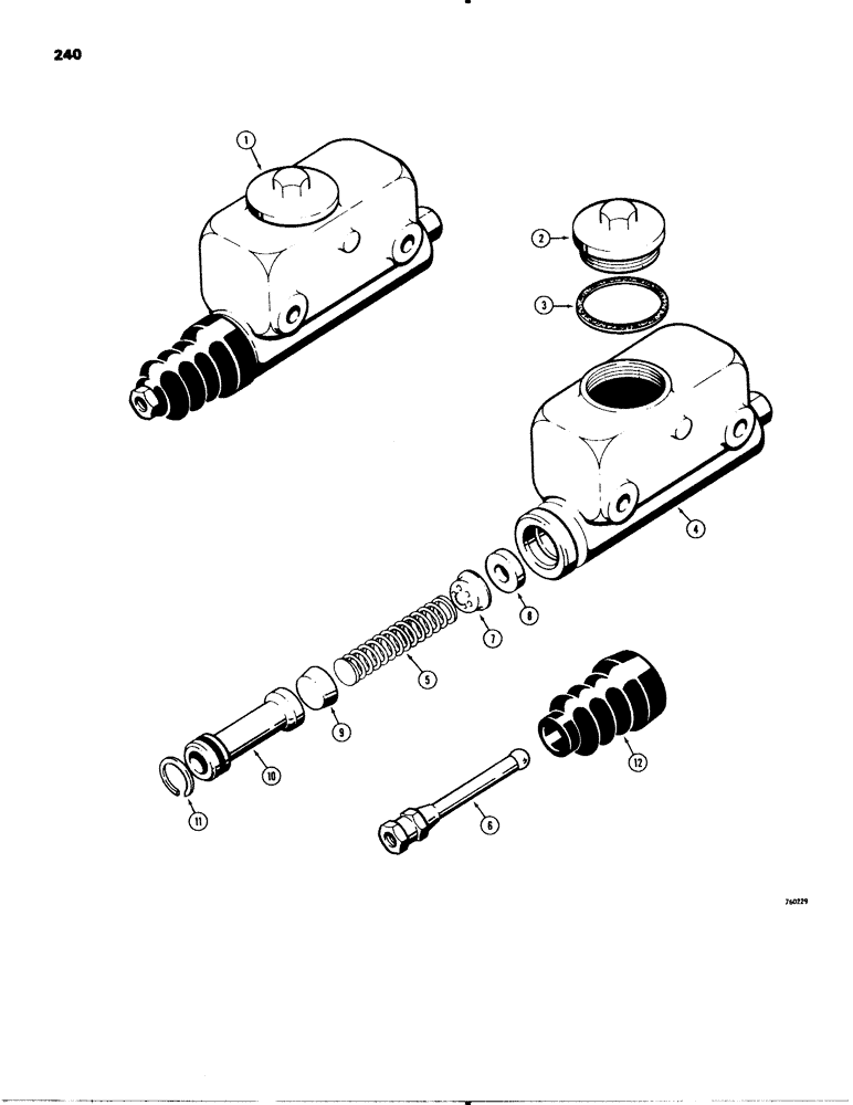 Схема запчастей Case 580C - (240) - BRAKE MASTER CYLINDER (07) - BRAKES