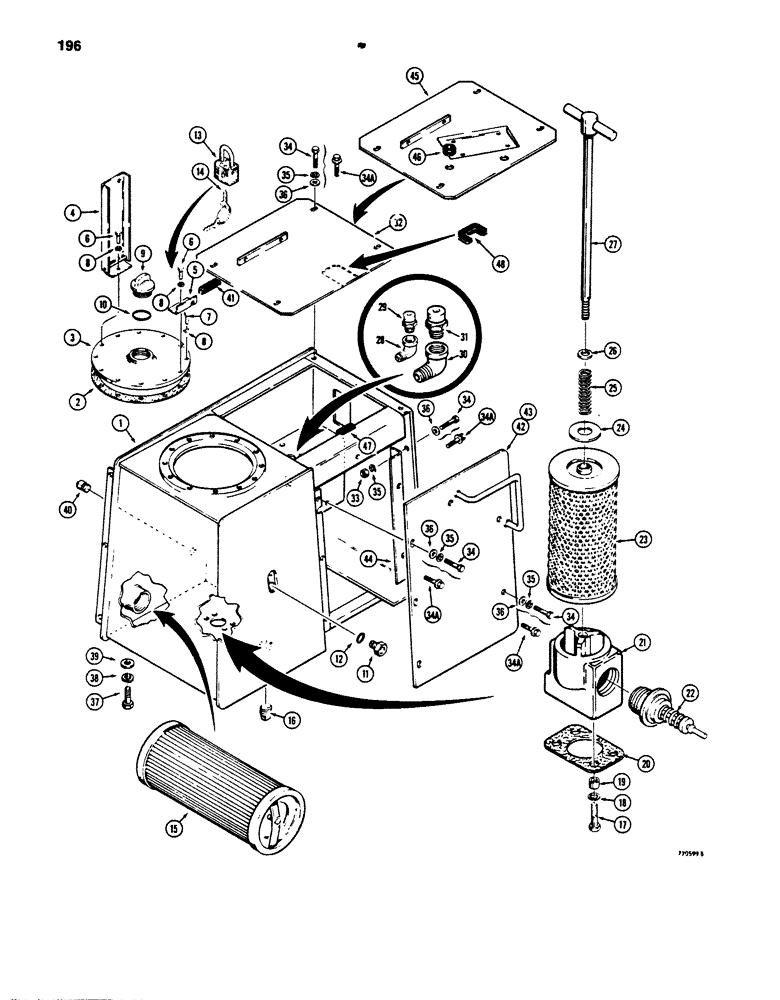 Схема запчастей Case 850B - (196) - HYDRAULIC RESERVOIR (07) - HYDRAULIC SYSTEM