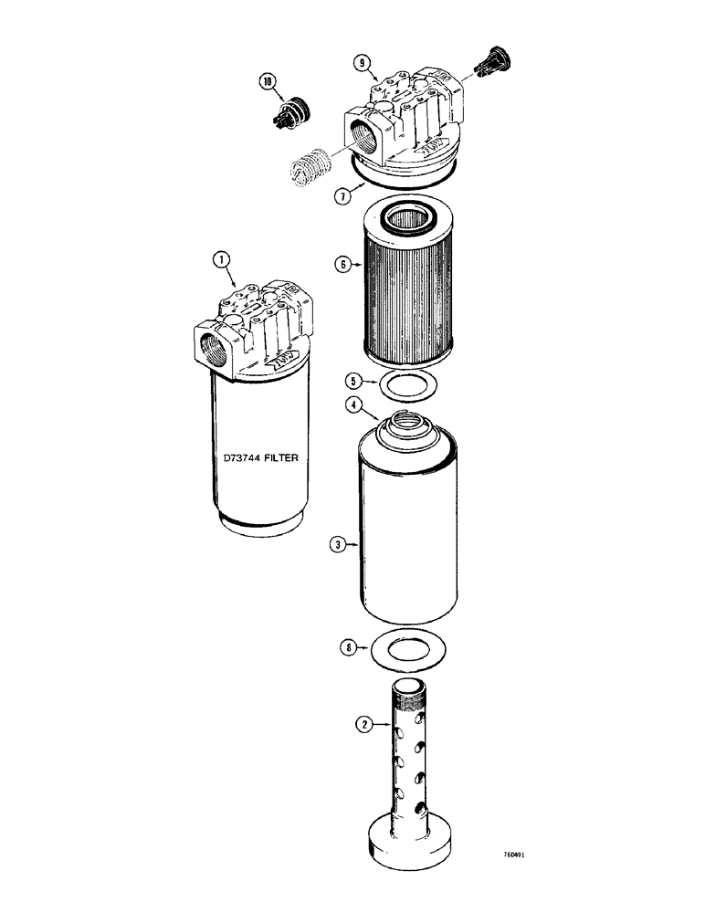 Схема запчастей Case 1530 - (078[1]) - HYDRAULIC FILTER, 6 MOUNTING HOLES IN HEAD SERVICE REPLACEMENT (08) - HYDRAULICS