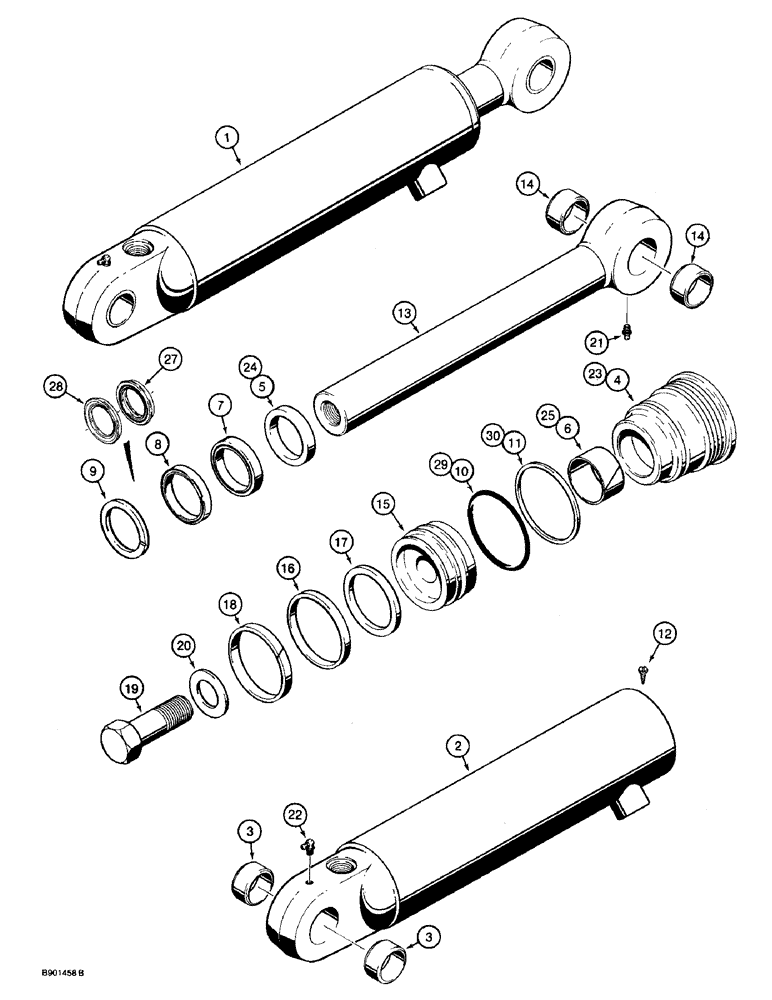 Схема запчастей Case 590 - (8-106) - LOADER CLAM CYLINDERS (08) - HYDRAULICS