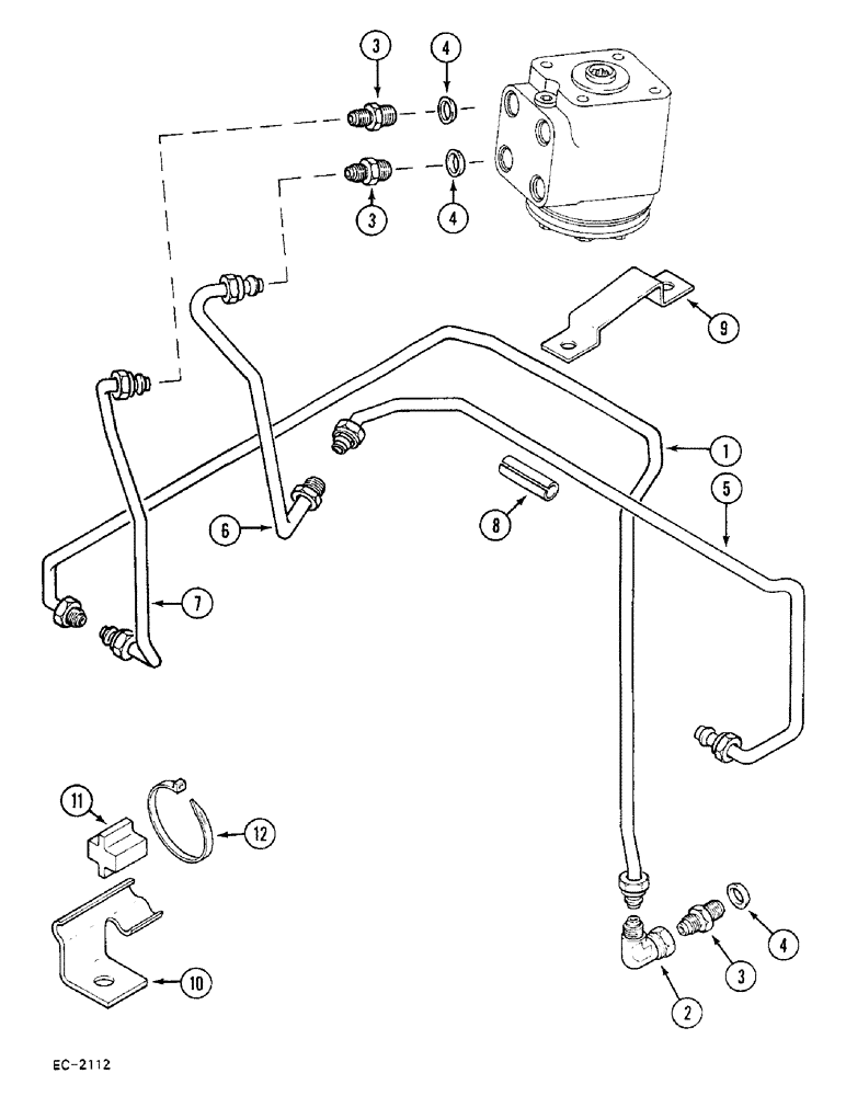 Схема запчастей Case 380B - (5-124) - STEERING PIPES, REAR, P.I.N. 18001 AND AFTER (05) - STEERING