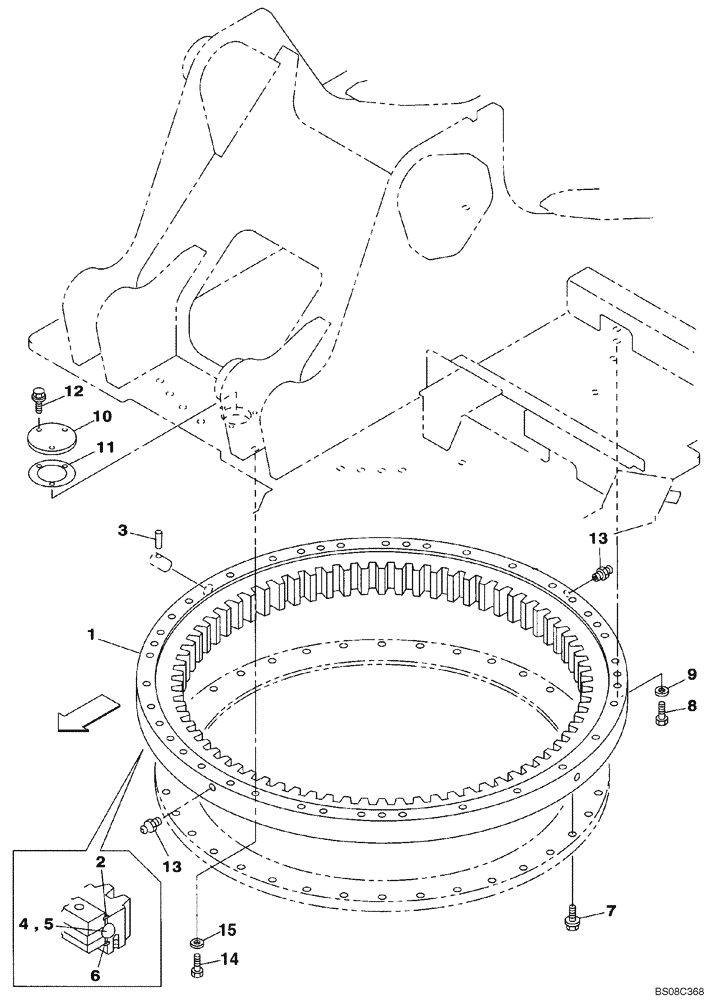 Схема запчастей Case CX350B - (09-01) - TURNTABLE BEARING (09) - CHASSIS