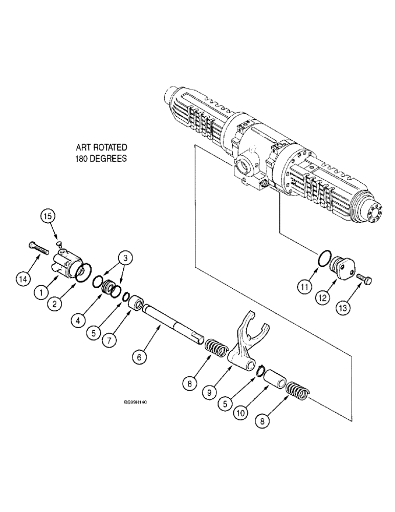 Схема запчастей Case 580L - (6-110) - REAR DRIVE AXLE, DIFFERENTIAL LOCK (06) - POWER TRAIN