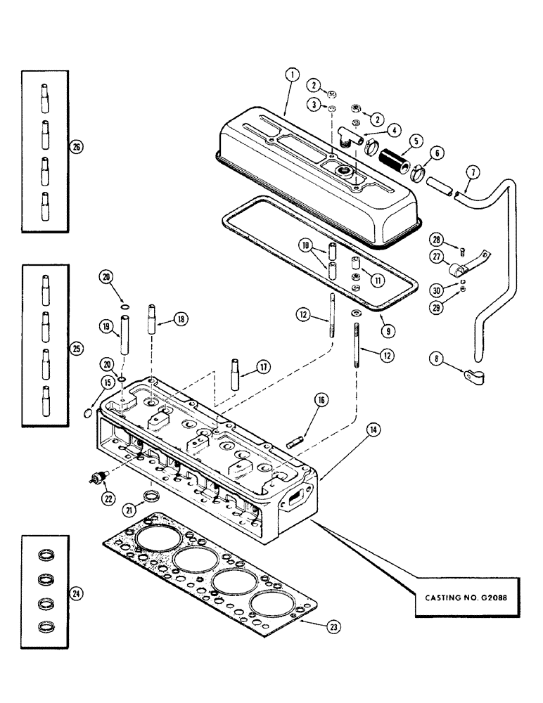 Схема запчастей Case 580 - (038) - CYLINDER HEAD & COVER, (159) SPARK IGNITION ENGINE (10) - ENGINE