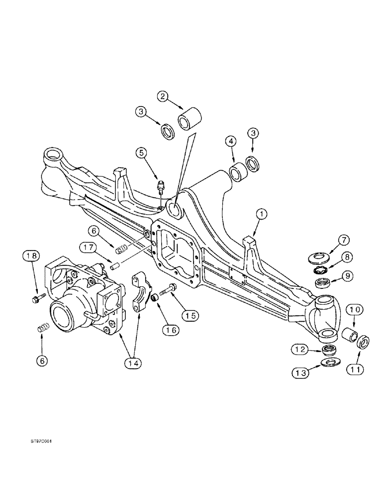 Схема запчастей Case 590SL - (6-04) - FRONT DRIVE AXLE, AXLE HOUSING (06) - POWER TRAIN