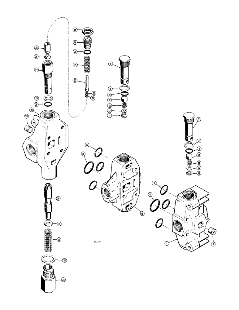 Схема запчастей Case 680CK - (368) - BACKHOE CONTROL VALVE, L32692 END INLET SECTION, D47621 (35) - HYDRAULIC SYSTEMS