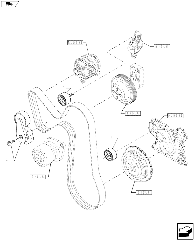 Схема запчастей Case F4HFE413A E001 - (10.402.03) - WATER PUMP - CONTROL (2855249) (10) - ENGINE