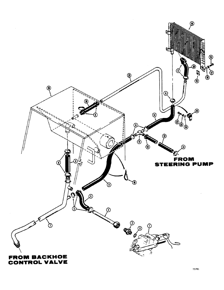 Схема запчастей Case 680CK - (162) - EQUIPMENT PRIMARY HYDRAULICS, OIL COOLER AND RETURN LINES (35) - HYDRAULIC SYSTEMS