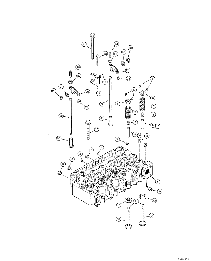 Схема запчастей Case 1845C - (02-21) - CYLINDER HEAD - VALVE MECHANISM, 4-390 ENGINE (02) - ENGINE