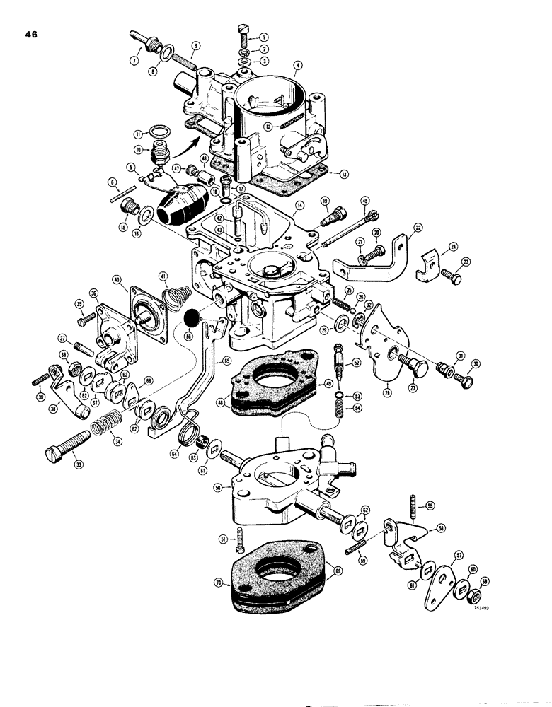 Схема запчастей Case 1830 - (046) - CARBURETOR (10) - ENGINE