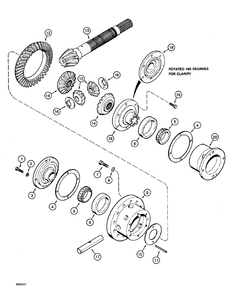 Схема запчастей Case 590 - (6-60) - TRANSAXLE ASSY., TRANSAXLE DIFFERENTIAL, TRANSAXLE SN JKA0202074 AND AFTER (06) - POWER TRAIN