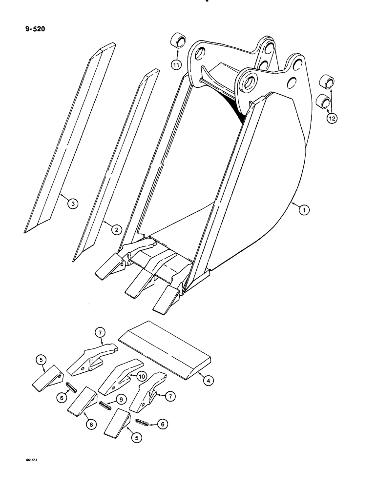 Схема запчастей Case 580K - (09-520) - BACKHOE BUCKETS, INCLUDES BUCKET TEETH, TRENCHING BUCKETS - HEAVY DUTY (09) - CHASSIS/ATTACHMENTS