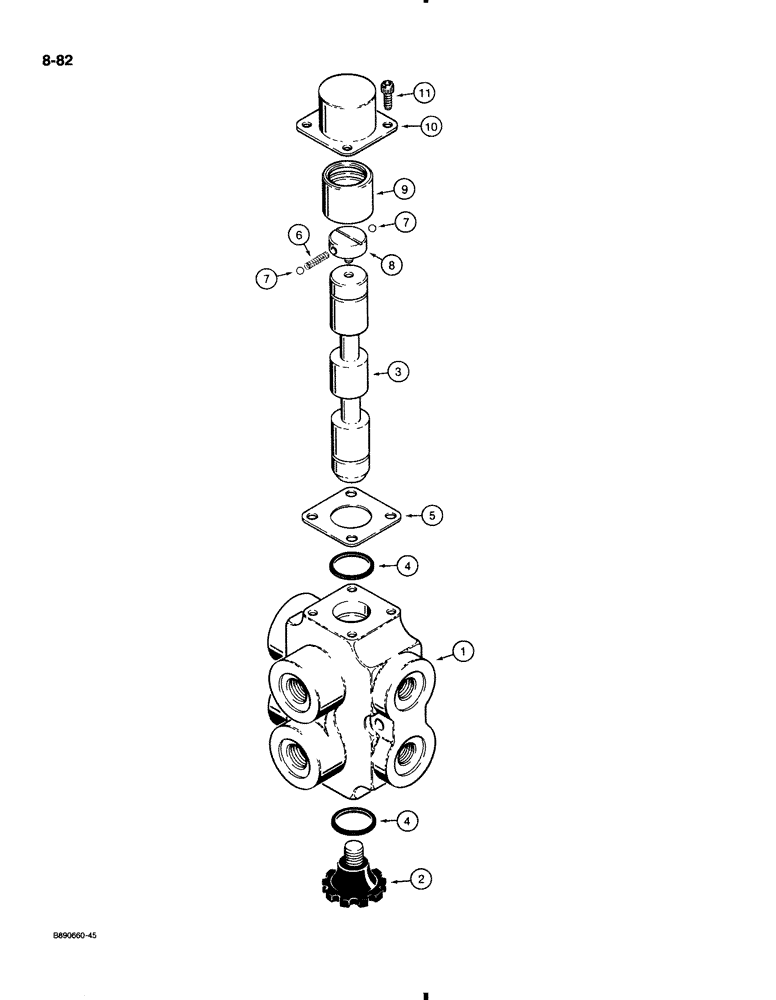 Схема запчастей Case 580K - (8-082) - SELECTOR VALVE - AUXILIARY REMOTE HYDRAULICS, FOR HAND HELD ATTACHMENTS (08) - HYDRAULICS