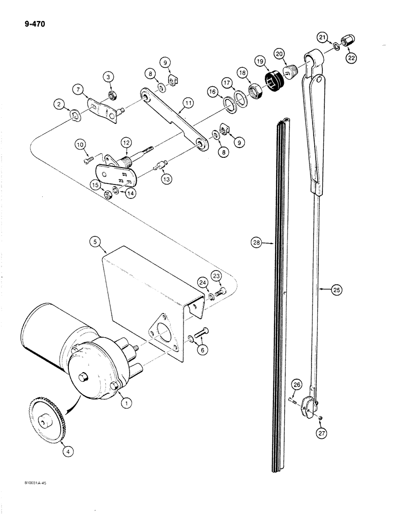 Схема запчастей Case 780C - (9-470) - CAB FRONT WINDSHIELD WIPER, AMERICAN BOSCH PARTS (09) - CHASSIS/ATTACHMENTS