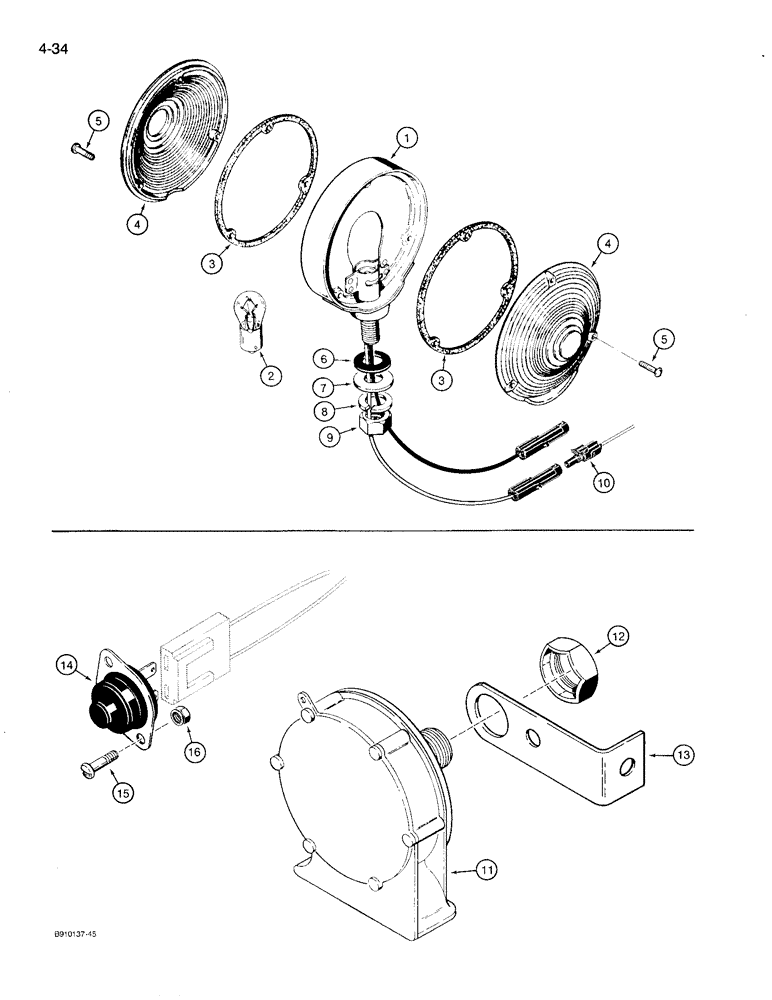 Схема запчастей Case 780D - (4-34) - TURN SIGNAL, FLASHER, AND HORN, TURN SIGNAL AND FLASHER (04) - ELECTRICAL SYSTEMS