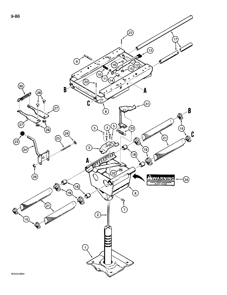 Схема запчастей Case 780D - (9-086) - SUSPENSION SEAT SUPPORT (09) - CHASSIS/ATTACHMENTS