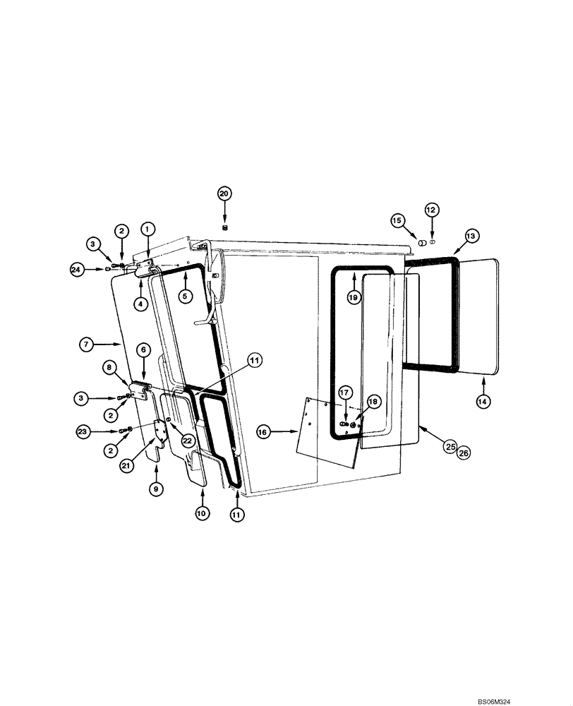 Схема запчастей Case 845 - (09.31[00]) - CAB - WINDOWS (OPEN CAB) (09) - CHASSIS