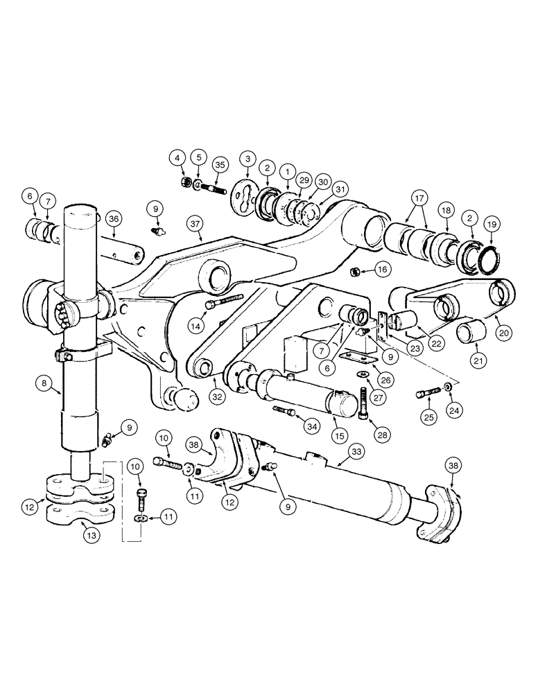 Схема запчастей Case 885 - (08-134[01]) - SADDLE AND SADDLE ACTUATING (3 HOLES) (08) - HYDRAULICS