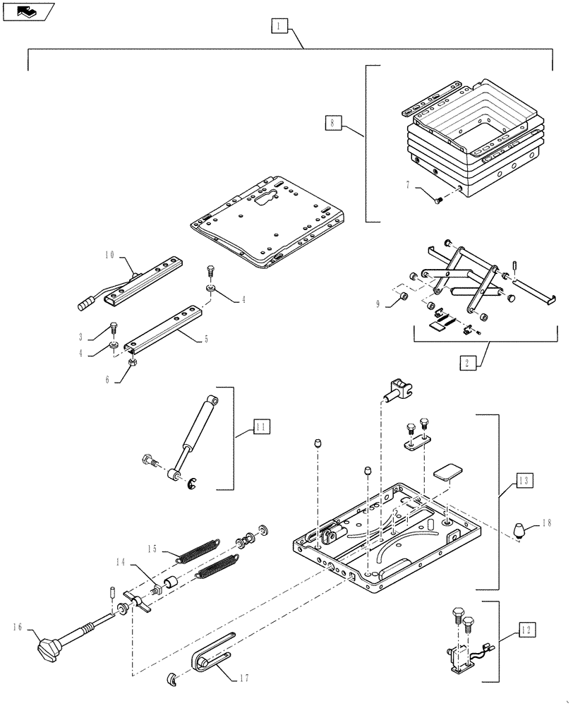 Схема запчастей Case 1021F - (90.120.04) - SEAT ASSY - MECHANICAL, SUSPENSION (90) - PLATFORM, CAB, BODYWORK AND DECALS