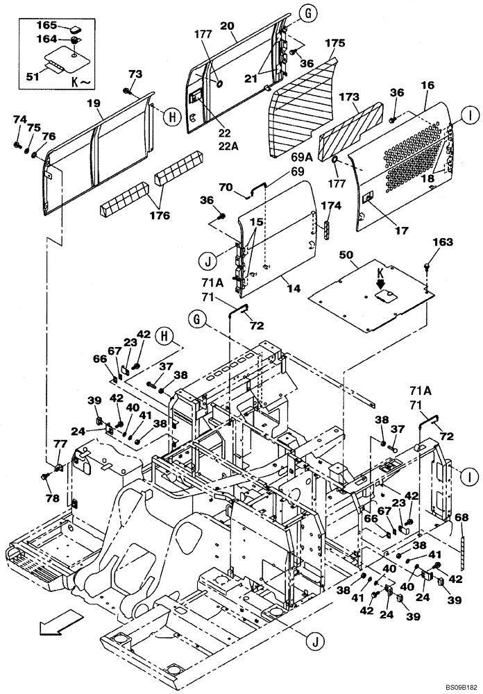 Схема запчастей Case CX290B - (09-06) - ACCESS DOOR - INSULATION (09) - CHASSIS/ATTACHMENTS