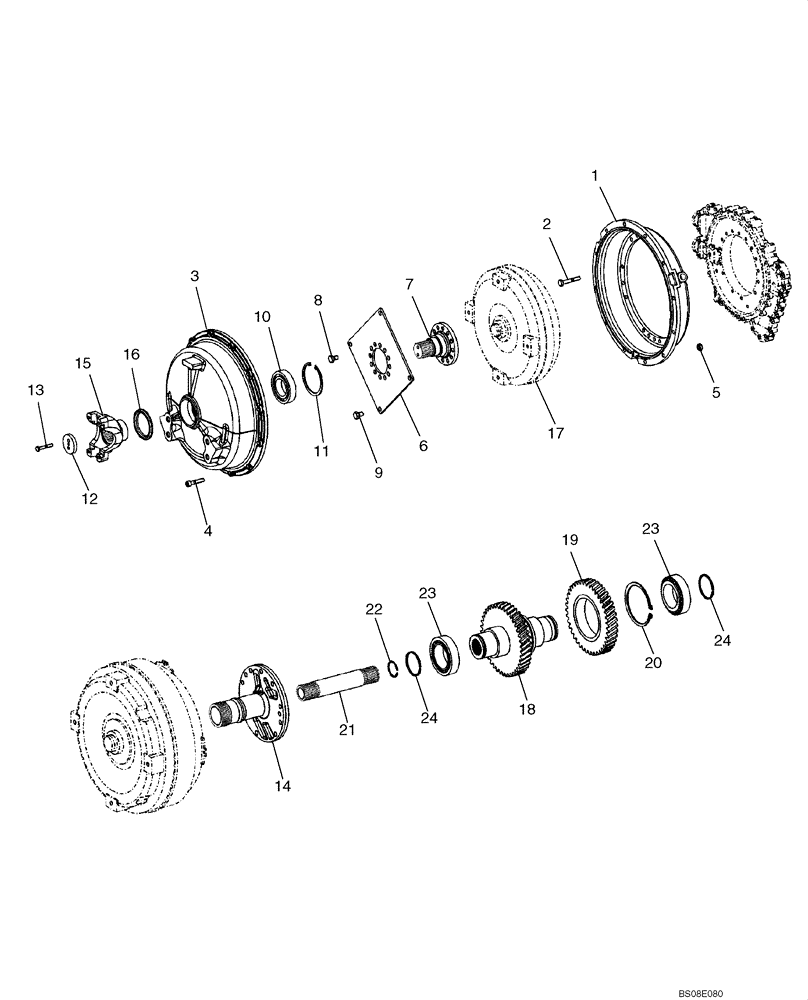 Схема запчастей Case 821F - (21.100.16) - TRANSMISSION, TORQUE CONVERTER ASSEMBLY AND INPUT SHAFT (21) - TRANSMISSION