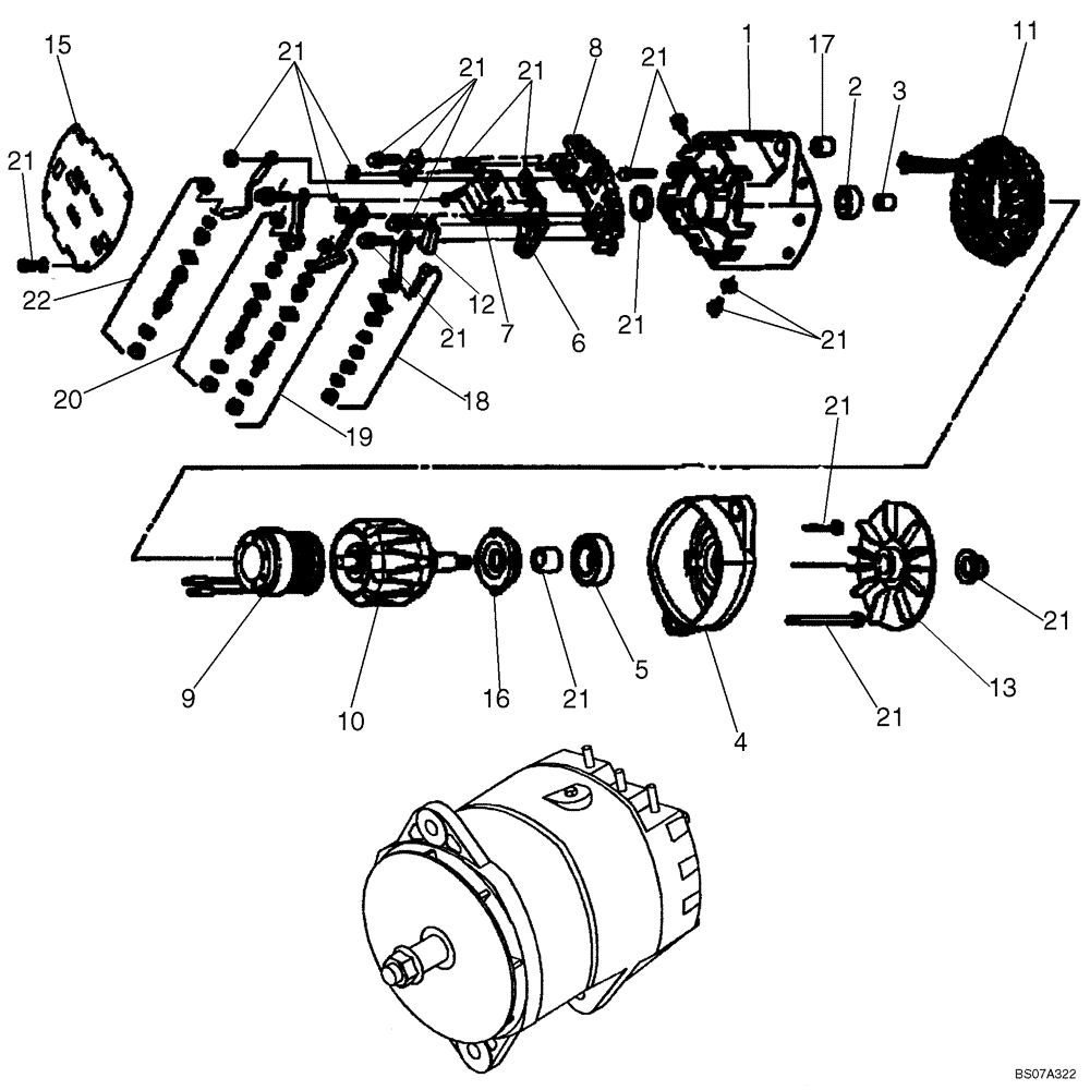 Схема запчастей Case 921E - (04-02A) - ALTERNATOR (04) - ELECTRICAL SYSTEMS