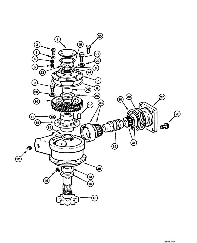 Схема запчастей Case 865 - (08.21[00]) - CIRCLE HYDRAULIC CIRCUIT - TURN-CIRCLE REDUCER (08) - HYDRAULICS