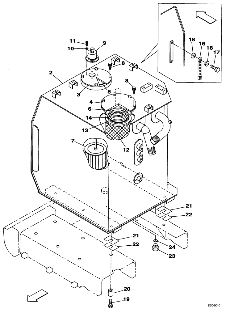 Схема запчастей Case CX460 - (08-01) - HYDRAULIC RESERVOIR (08) - HYDRAULICS