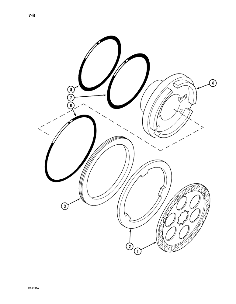 Схема запчастей Case 380B - (7-08) - DIFFERENTIAL BRAKES (07) - BRAKES