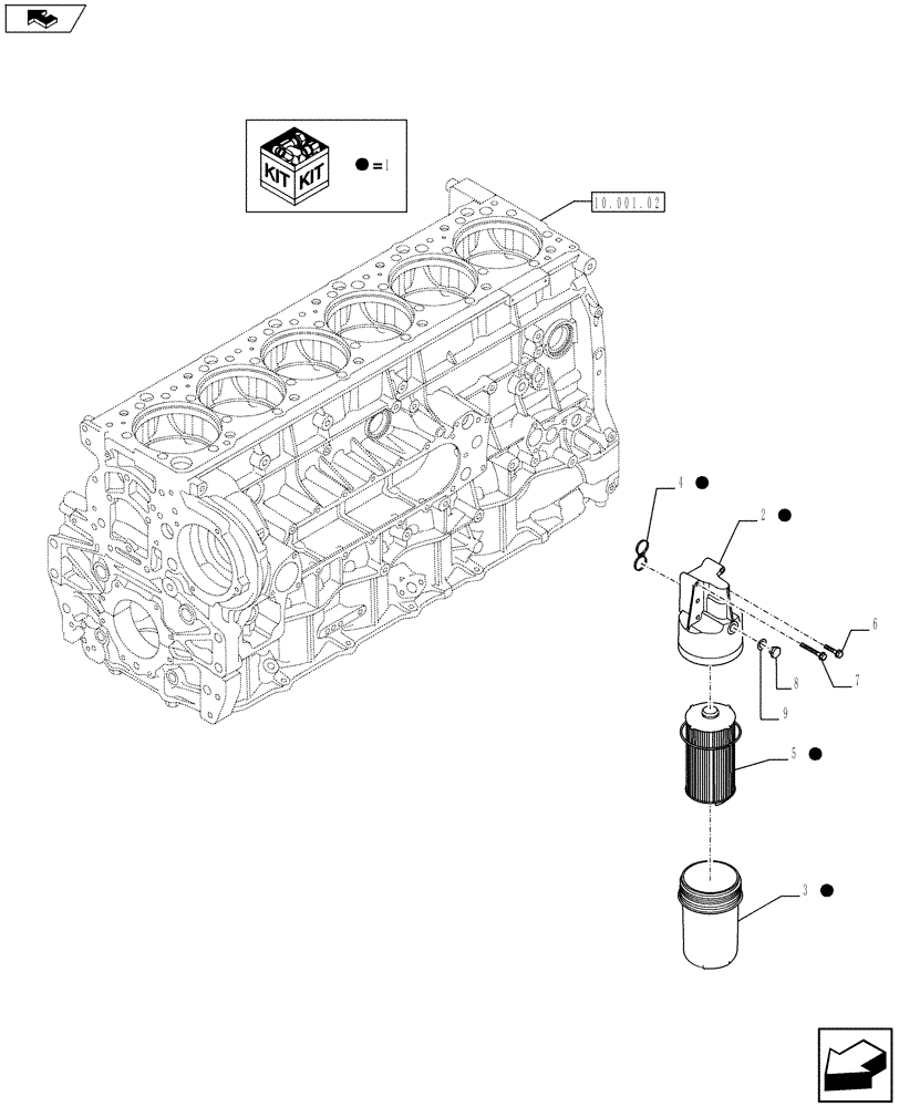 Схема запчастей Case F3DFA613A E001 - (10.206.02) - FILTER ENGINE OIL - SUPPORT (5801415506) (10) - ENGINE