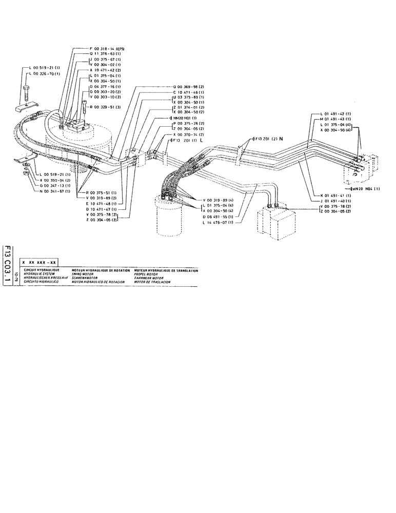 Схема запчастей Case RC200L - (047) - HYDRAULIC SYSTEM, SWING MOTOR, PROPEL MOTOR 