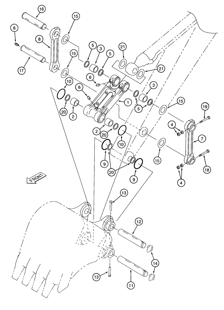 Схема запчастей Case 9050B - (9-076) - LINKAGE FOR 10 FOOT 7 INCH (3.23 M) ARM (09) - CHASSIS