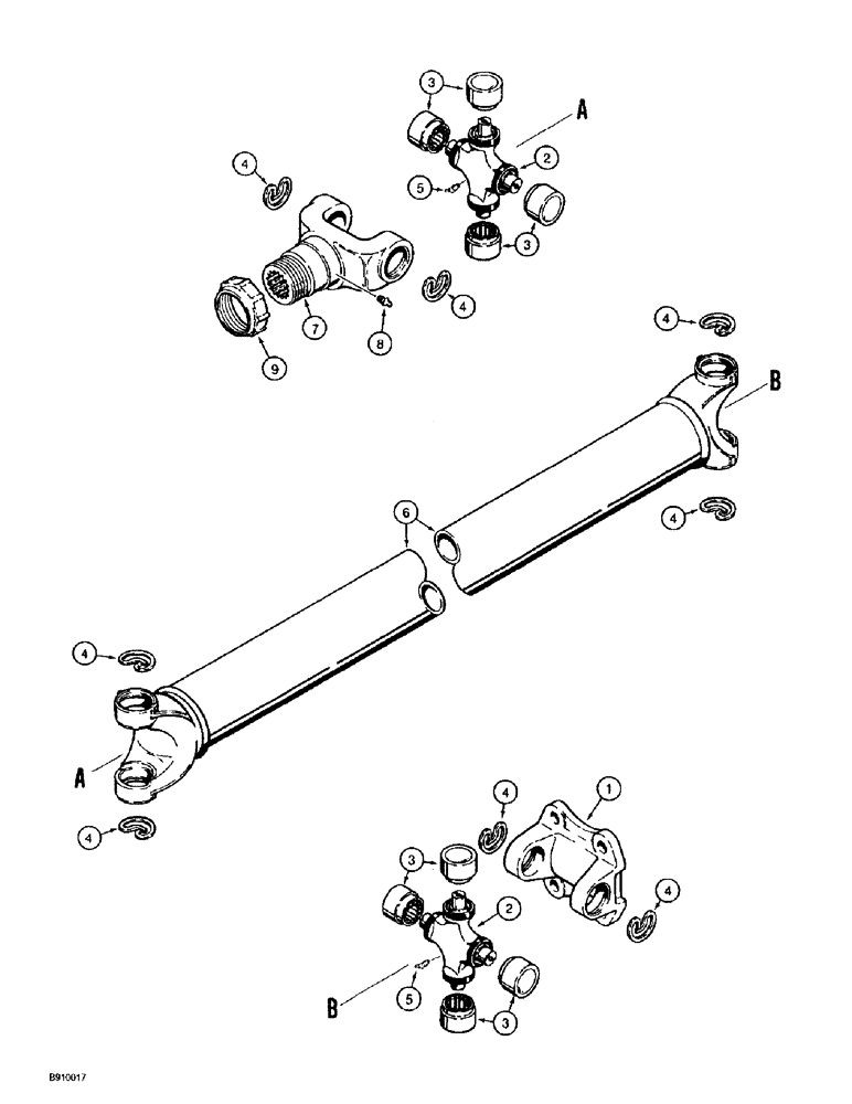 Схема запчастей Case 860 - (6-48) - FRONT DRIVE SHAFT ASSEMBLY - H673501 (06) - POWER TRAIN