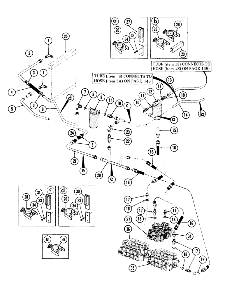 Схема запчастей Case 980 - (161A) - MAIN VALVE TO RESERVOIR AND COOLER HYDRAULICS, (USED WITH SERIAL NUMBER 6203569 AND AFTER) (07) - HYDRAULIC SYSTEM