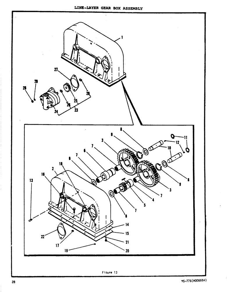 Схема запчастей Case N63 - (28) - LINE-LAYER GEAR BOX ASSEMBLY 