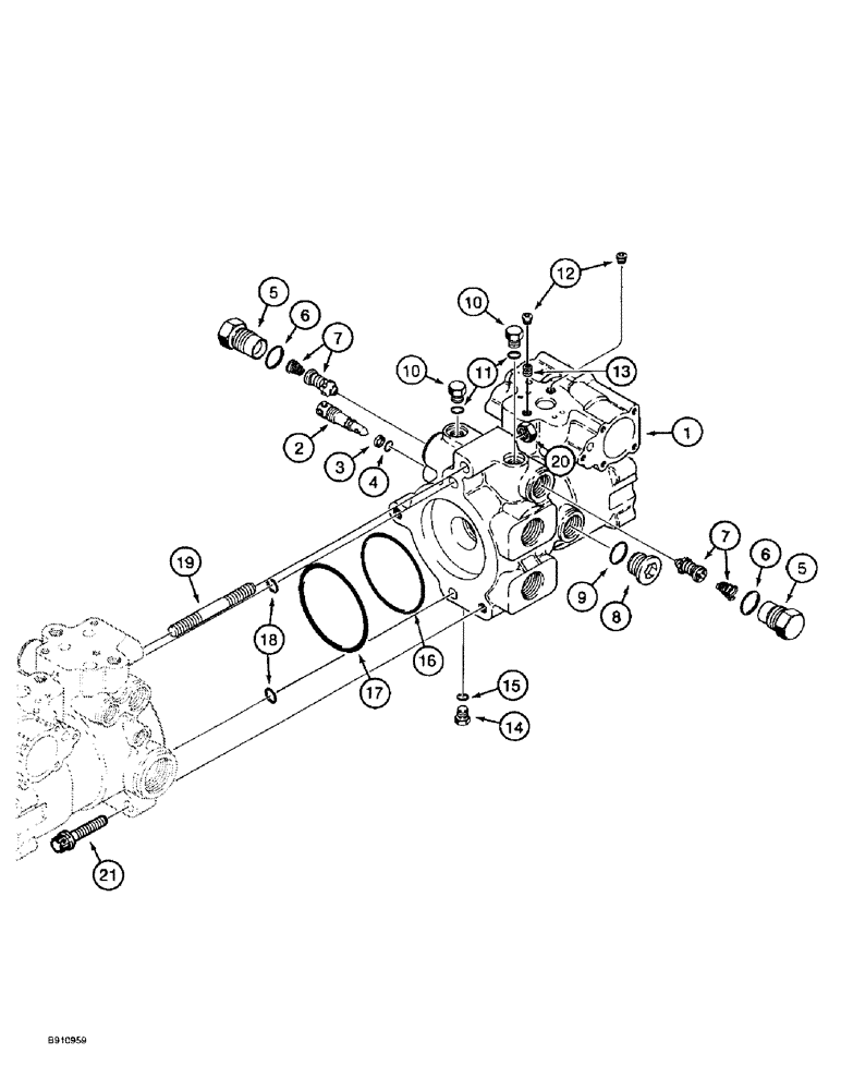 Схема запчастей Case 560 - (6-20) - TANDEM PUMP ASSEMBLY - 104437A1, REAR DRIVE PUMP, HOUSING AND VALVES (06) - POWER TRAIN