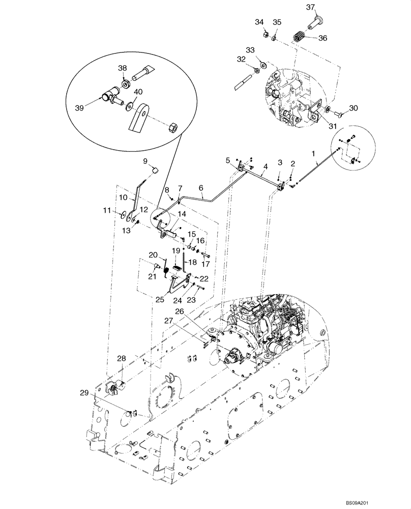 Схема запчастей Case 410 - (03-03) - CONTROLS - FOOT AND HAND THROTTLE (03) - FUEL SYSTEM