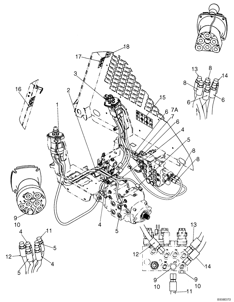 Схема запчастей Case 445 - (06-02) - JOYSTICK CONTROL PLUMBING - ISO PATTERN (06) - POWER TRAIN