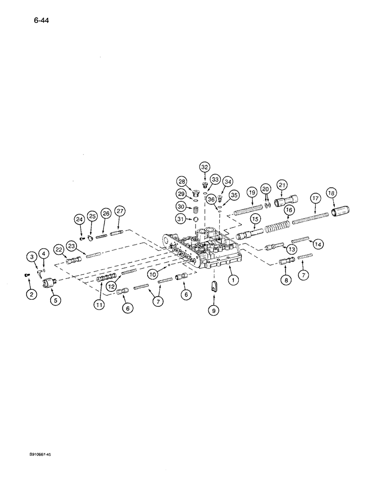 Схема запчастей Case 621 - (6-44) - TRANSMISSION ASSEMBLY, CONTROL VALVE, P.I.N. JAK0027512 AND AFTER (06) - POWER TRAIN