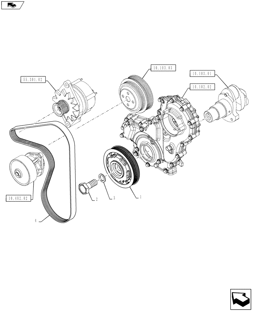 Схема запчастей Case SR220 - (10.103.04) - PULLEY - CRANKSHAFT (504388089) (10) - ENGINE