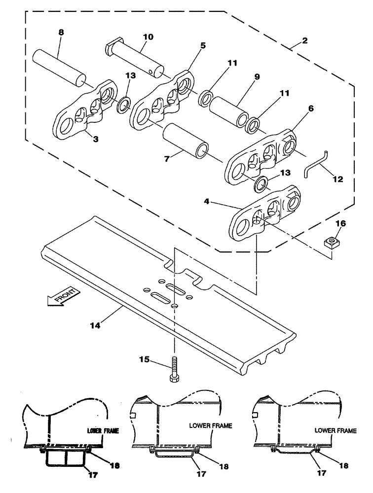 Схема запчастей Case CX350 - (05-015-00[02]) - STEEL TRACK (11) - TRACKS/STEERING