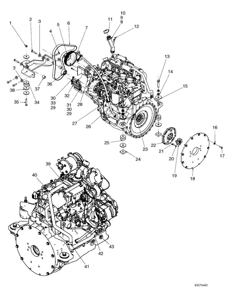 Схема запчастей Case 430 - (02-07) - ENGINE - MOUNTING (EUROPE) (02) - ENGINE