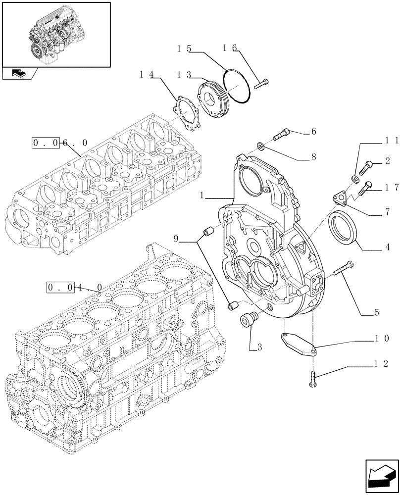 Схема запчастей Case F3AE0684S E908 - (0.04.3) - FLYWHEEL CASE (504170226-504045977) 