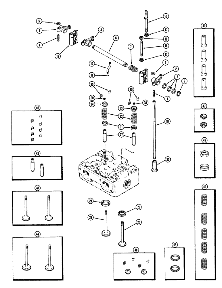 Схема запчастей Case 600 - (028) - VALVE MECHANISM, (336BD) AND (336BDT) DIESEL ENGINES (01) - ENGINE