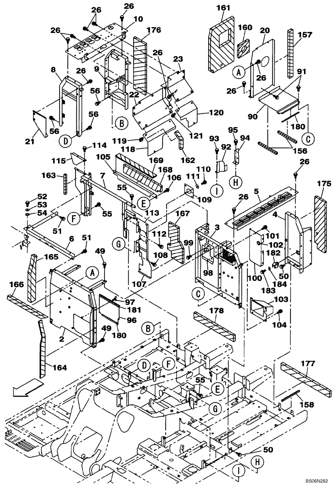 Схема запчастей Case CX240B - (09-05) - FRAMES, COVERS - INSULATION (09) - CHASSIS/ATTACHMENTS