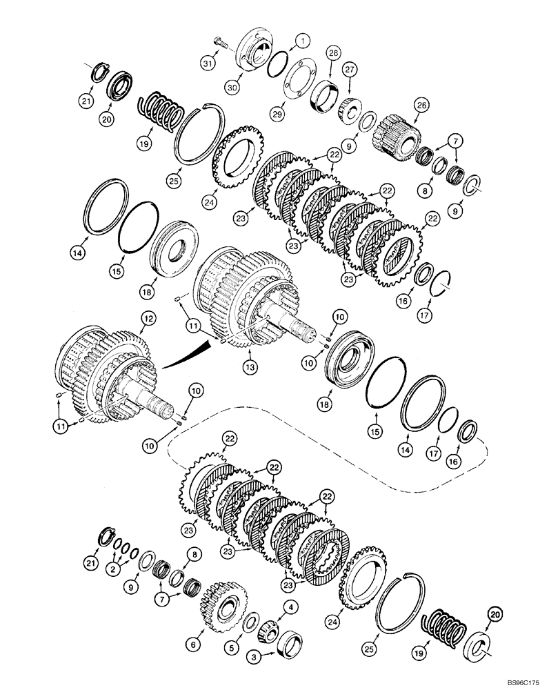 Схема запчастей Case 550H-IND - (06-07) - TRANSMISSION, CLUTCHES, HIGH/LOW AND SHAFTS (06) - POWER TRAIN