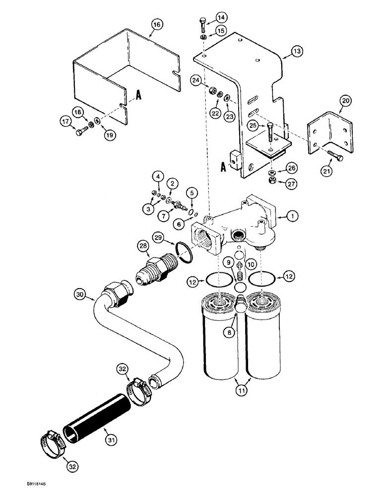 Схема запчастей Case 721B - (8-008) - HYDRAULIC CIRCUIT, OIL FILTER TO HYDRAULIC RESERVOIR (08) - HYDRAULICS