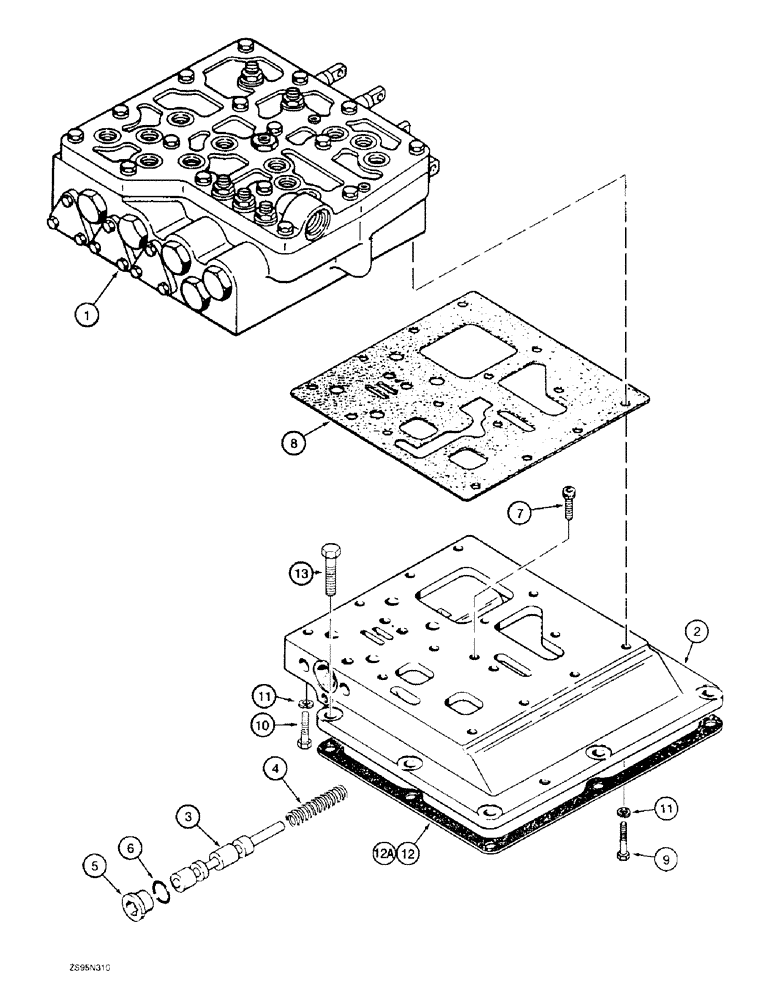 Схема запчастей Case 1150E - (6-26) - TRANSMISSION CONTROL VALVE AND BASE (06) - POWER TRAIN