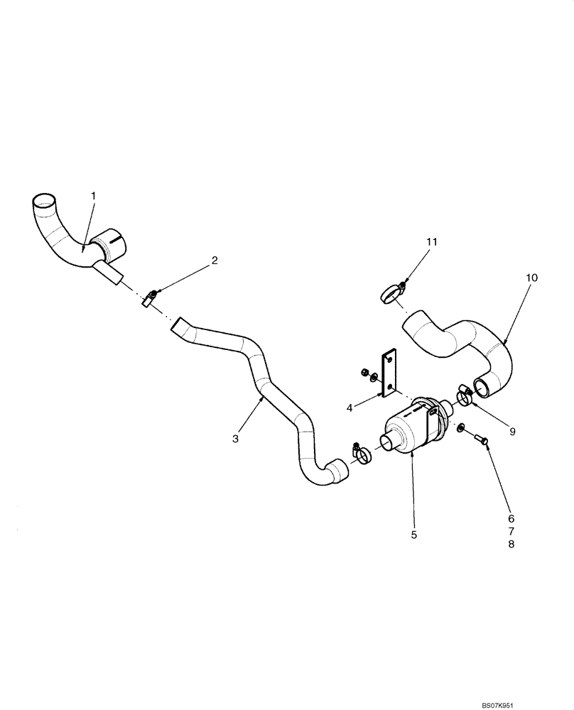 Схема запчастей Case 435 - (02-04) - EXHAUST SYSTEM - ASPIRATOR; BSN 408012 (02) - ENGINE