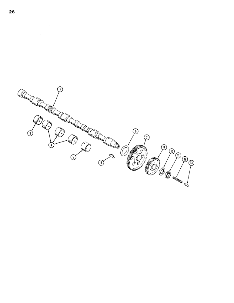 Схема запчастей Case 1150B - (026) - CAMSHAFT, (451BD) AND (451BDT) DIESEL ENGINES (01) - ENGINE